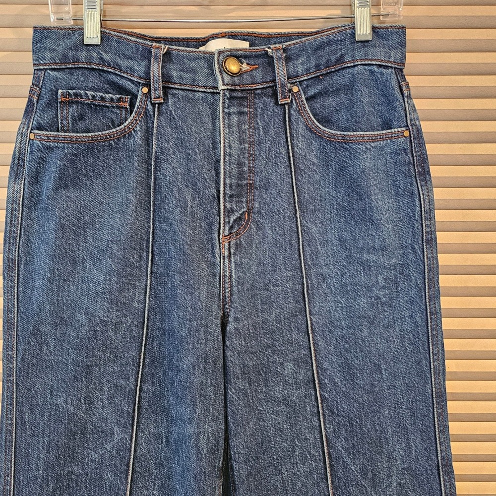 Loft The Super Flare High Rise Front Seam Wide Leg Blue Jeans 27/4 FA24 70445 - Picture 2 of 9